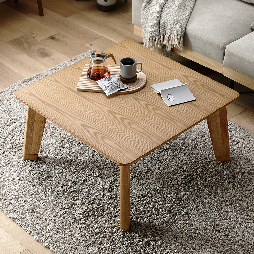 継脚式 超薄型ヒーター 天然木突板 こたつテーブル 80×80cm(正方形) ウォルナットブラウン - Image 23