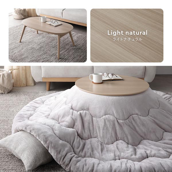 オーバル 楕円 細脚折りたたみ式 こたつテーブル単品 幅90×50cm ホワイトウォッシュ - Image 16