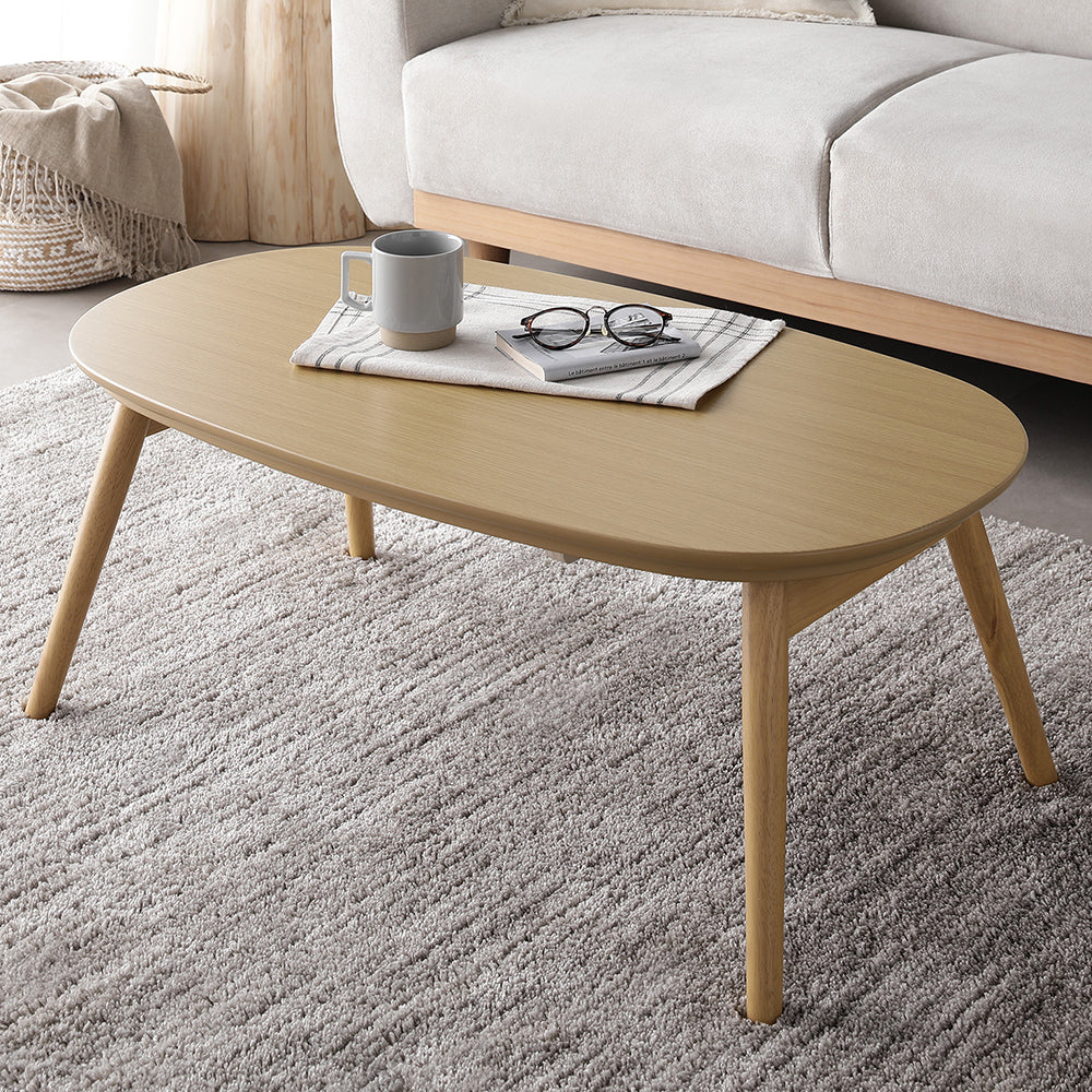 オーバル 楕円 細脚折りたたみ式 こたつテーブル単品 幅90×50cm ライトナチュラル - Image 23