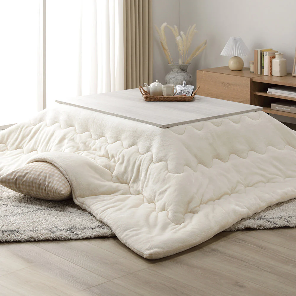 折りたたみ式 こたつ 2点セット (テーブル+掛け布団) 長方形(約105×75cm) グレージュ/ウォールナット・ベージュ - Image 29