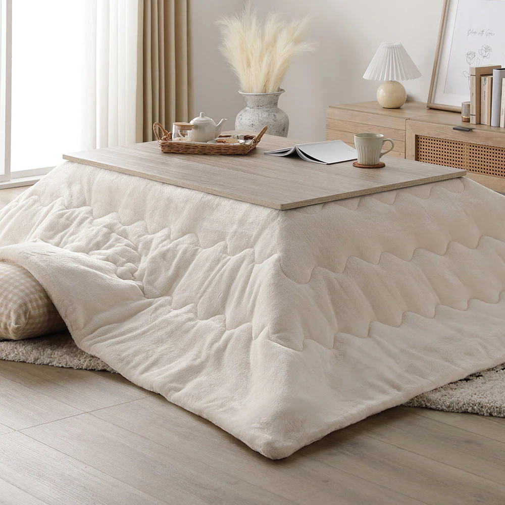 折りたたみ式 こたつ 2点セット (テーブル+掛け布団) 長方形(約105×75cm) グレージュ/ウォールナット・グレー - Image 25