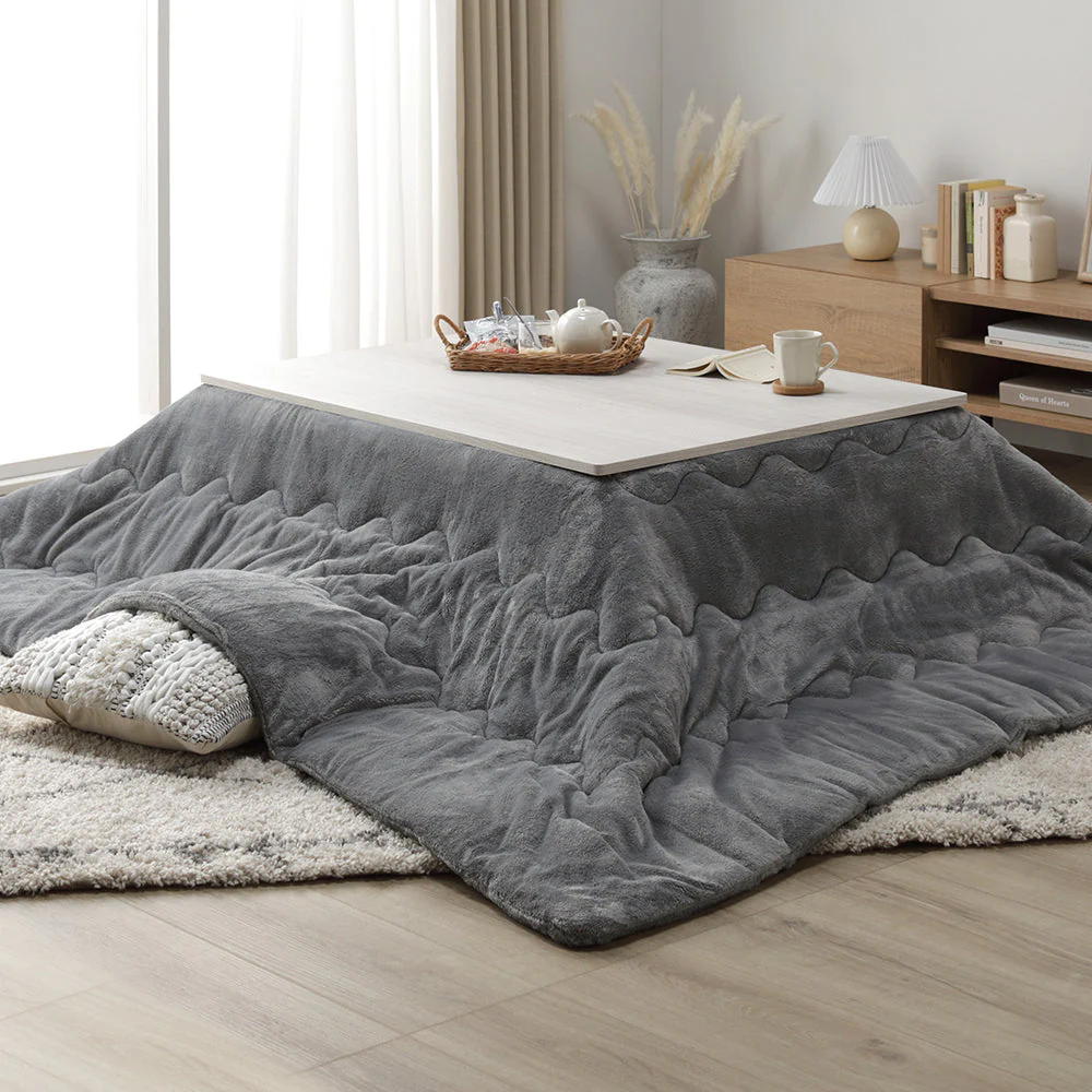 折りたたみ式 こたつ 2点セット (テーブル+掛け布団) 長方形(約105×75cm) グレージュ/ウォールナット・アイボリー - Image 30