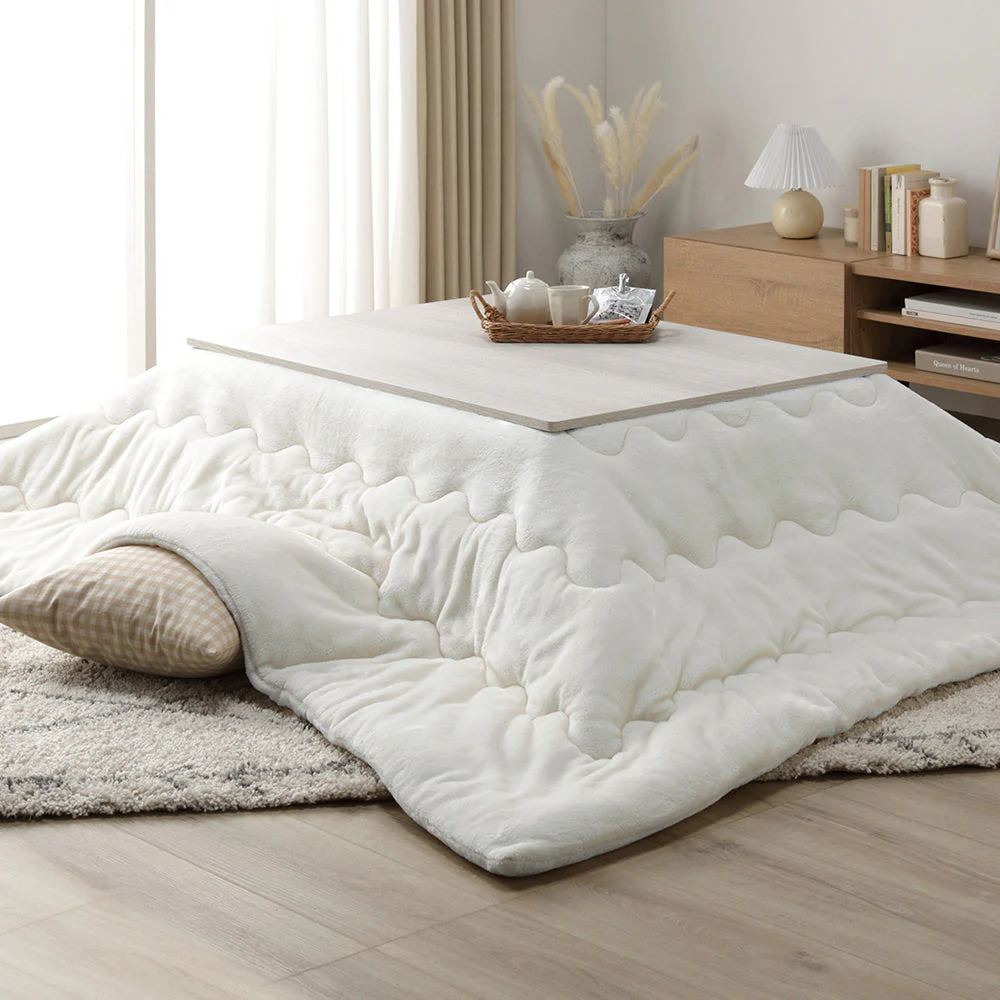 折りたたみ式 こたつ 2点セット (テーブル+掛け布団) 長方形(約105×75cm) グレージュ/ウォールナット・ピンク - Image 27