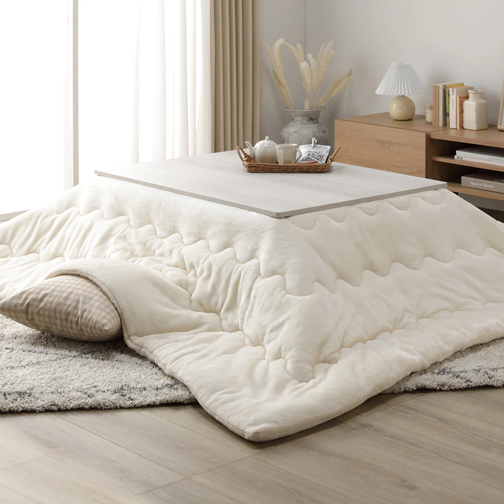 折りたたみ式 こたつ 2点セット (テーブル+掛け布団) 長方形(約105×75cm) グレージュ/ウォールナット・ホワイト - Image 29