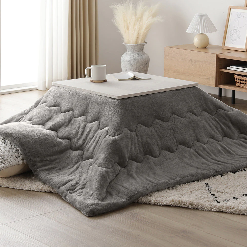 折りたたみ式 こたつ 2点セット (テーブル+掛け布団) 正方形(約60×60cm) グレージュ/ウォールナット・アイボリー - Image 30
