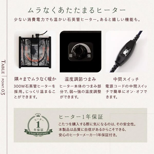 折りたたみ式 こたつ 2点セット (テーブル+掛け布団) 長方形(約105×75cm) グレージュ/ウォールナット・ホワイト - Image 7
