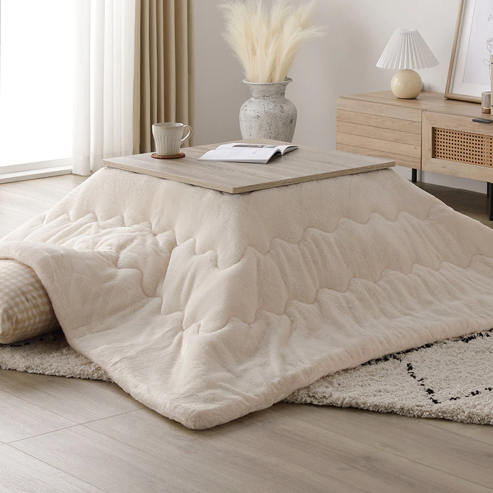 折りたたみ式 こたつ 2点セット (テーブル+掛け布団) 正方形(約60×60cm) ホワイトウォッシュ/ナチュラル・グレー - Image 29