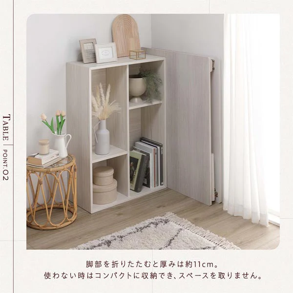 折りたたみ式 こたつ 2点セット (テーブル+掛け布団) 正方形(約60×60cm) ホワイトウォッシュ/ナチュラル・ピンク - Image 6
