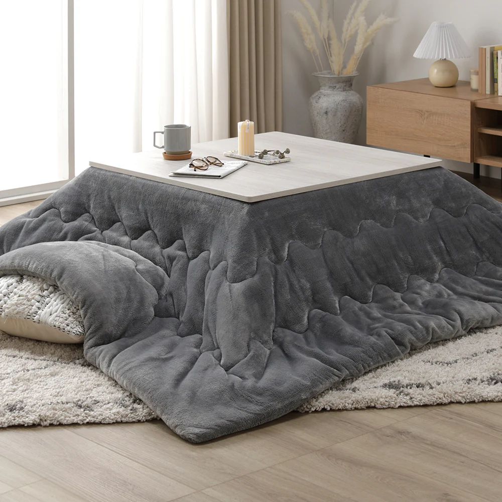 折りたたみ式 こたつ 2点セット (テーブル+掛け布団) 正方形(約75×75cm) グレージュ/ウォールナット・ホワイト - Image 30