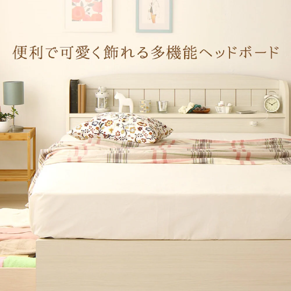 カントリー調収納ベッド 『カモミーユ』ホワイト - Image 2