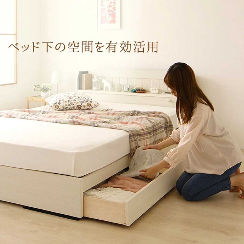 カントリー調収納ベッド 『カモミーユ』ナチュラル - Image 3