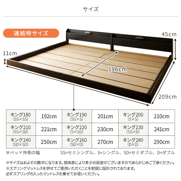 日本製照明付きフロアベッド 『Tonarine トナリネ』 ブラック - Image 7