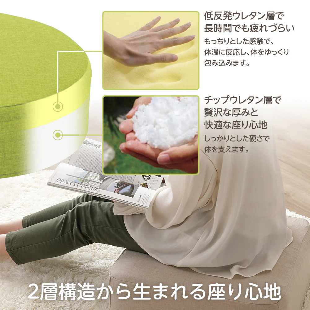 極厚 低反発クッション 『Pastel パステル』 ラウンド グリーン - Image 4