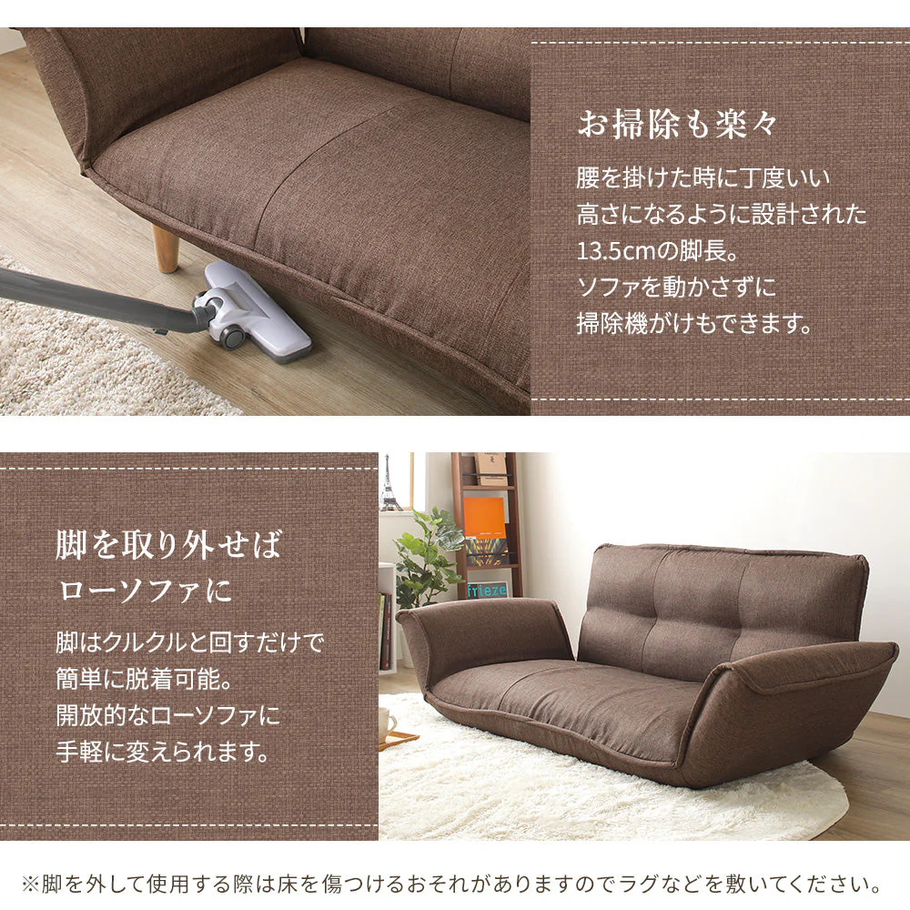 日本製 リクライニングソファ『Coroli コロリ』 2人掛け単品 タスク生地 ネイビー - Image 7