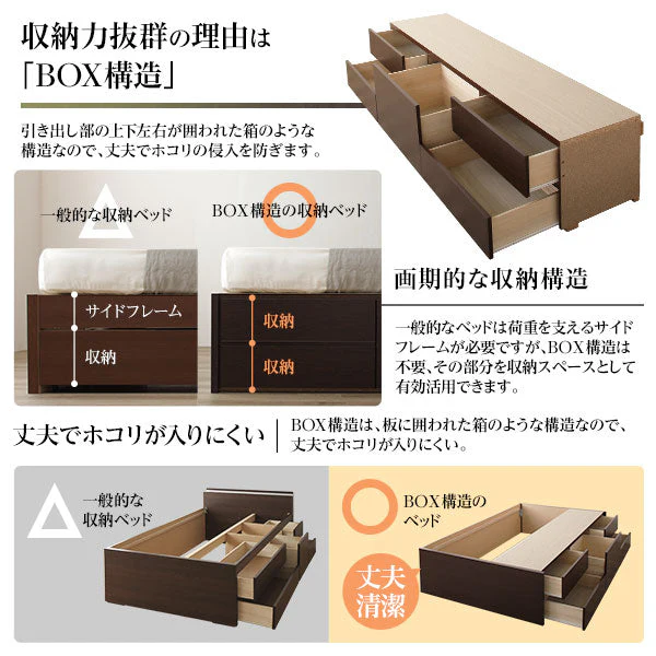 【お客様組み立て】日本製 引き出し5杯大容量ベッド（ヘッドレス） ナチュラル - Image 10