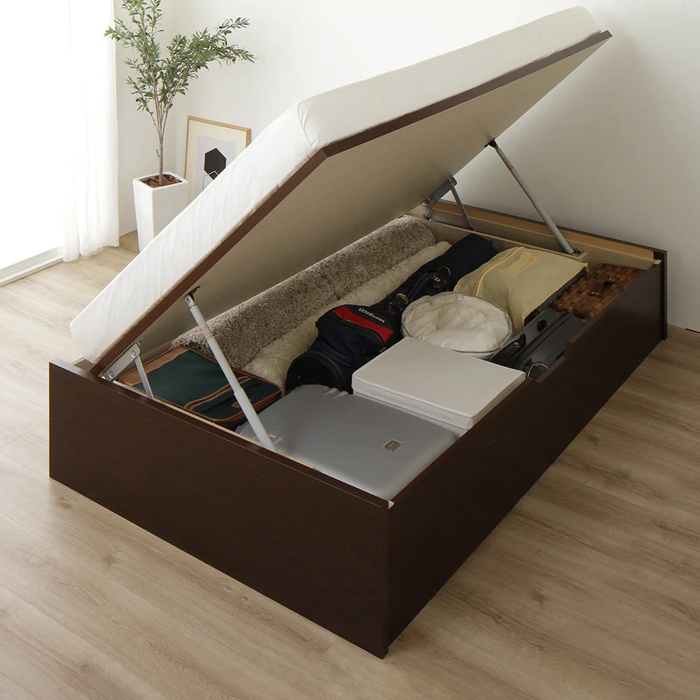 【組立設置サービス付き】日本製 ガス圧跳ね上げベッド(ヘッドレス・横開き) ショート丈 ナチュラル - Image 14