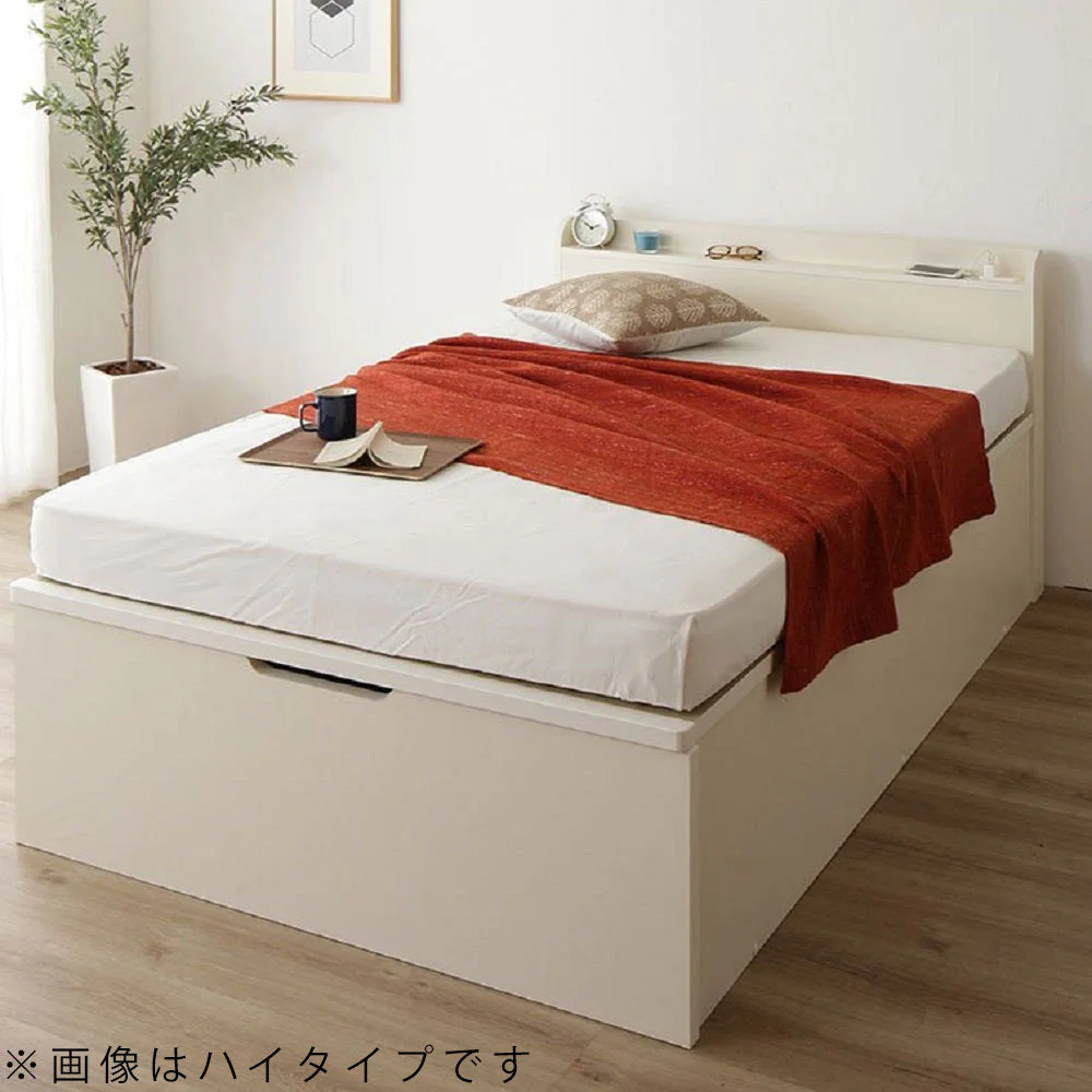 【組立設置サービス付き】日本製 ガス圧跳ね上げベッド（棚付き・縦開き） アイボリー - Image 13