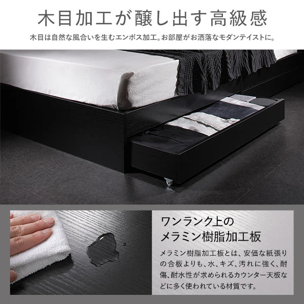 ヘッドレス引き出し収納ベッド ホワイト - Image 6