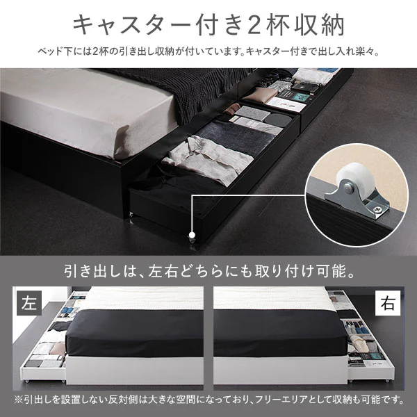 ヘッドレス引き出し収納ベッド ホワイト - Image 7