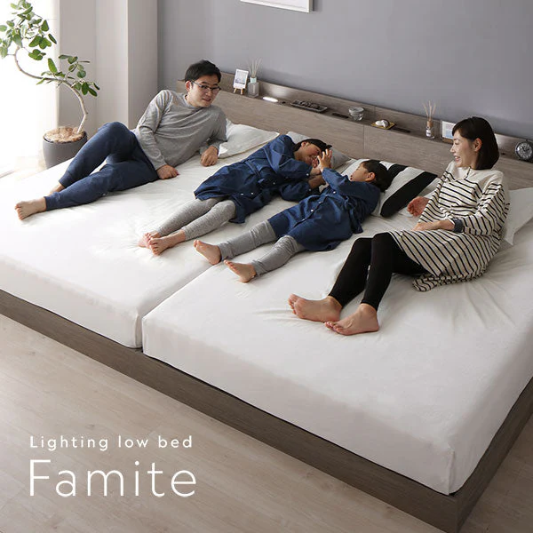 LED照明＆棚付き 連結ローベッド 『Famite ファミーテ』 ホワイト - Image 10