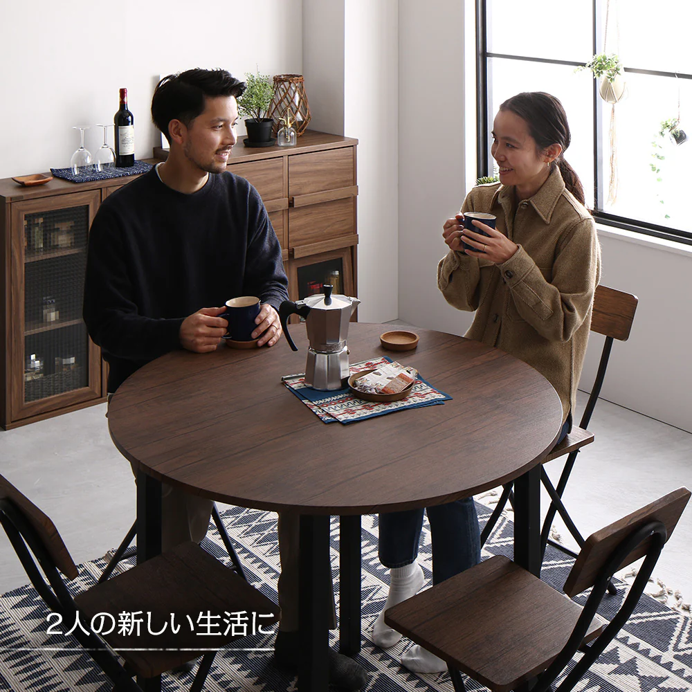 円形 ダイニングテーブル ブラウン×ブラック - Image 16