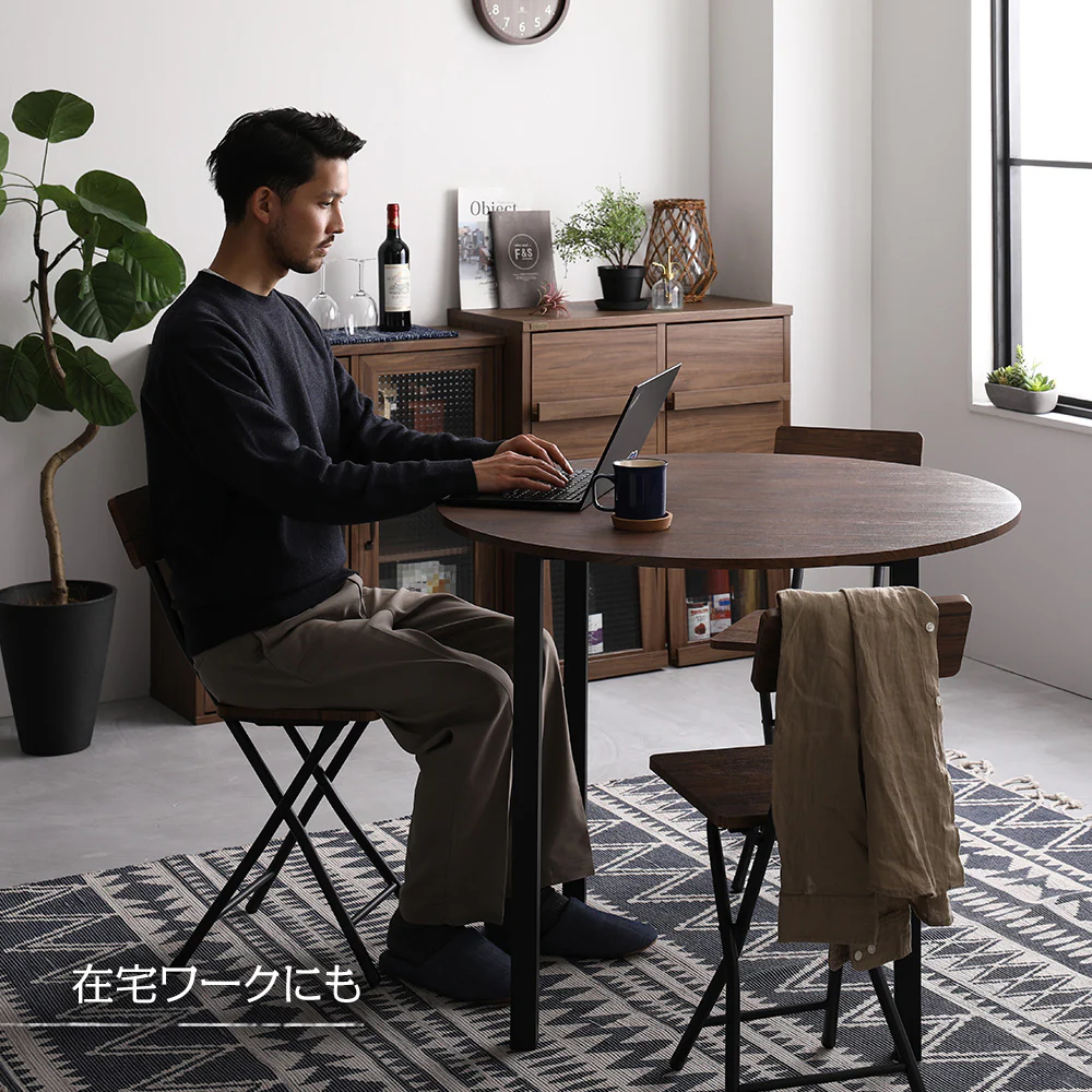 円形 ダイニングテーブル ブラウン×ブラック - Image 17