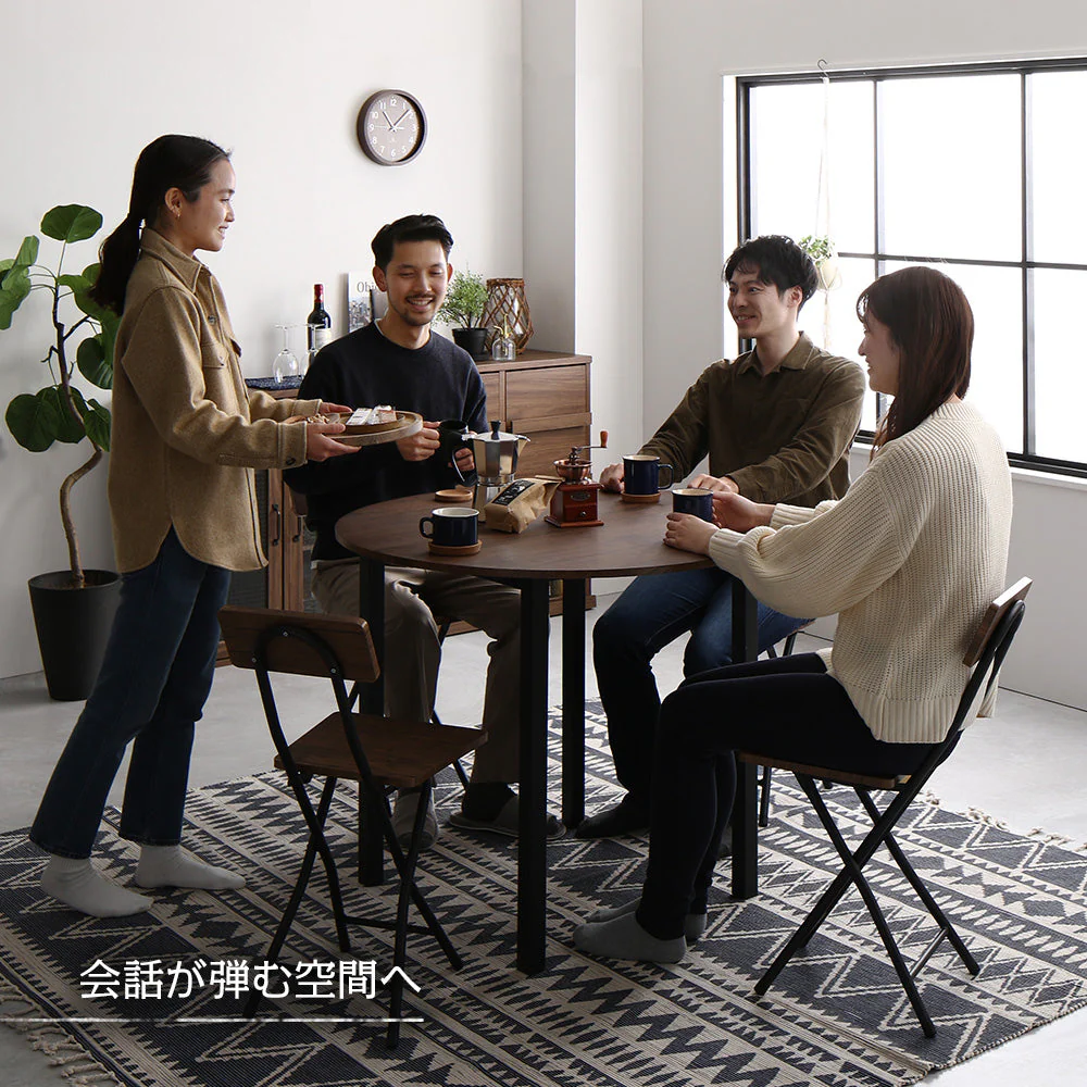 円形 ダイニングテーブル グレージュ×ブラック - Image 15