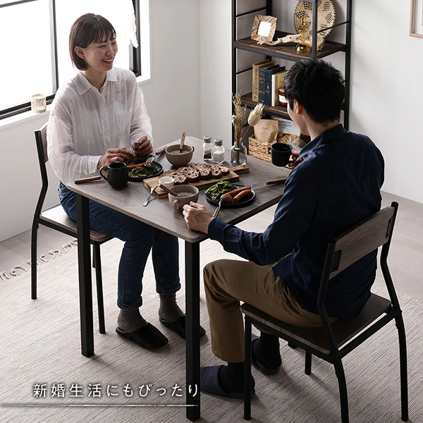 2人掛けダイニングセット（テーブル＋シンプルデザインチェア）ストーン×ブラック - Image 16