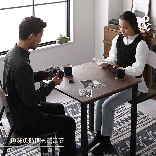 2人掛けダイニングセット（テーブル＋シンプルデザインチェア）ブラウン×ブラック - Image 18