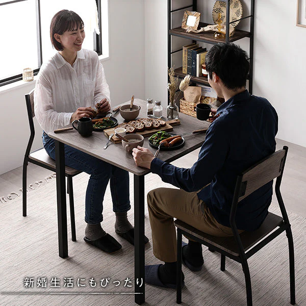 2人掛けダイニングセット（テーブル＋シンプルデザインチェア）グレージュ×ブラック - Image 16