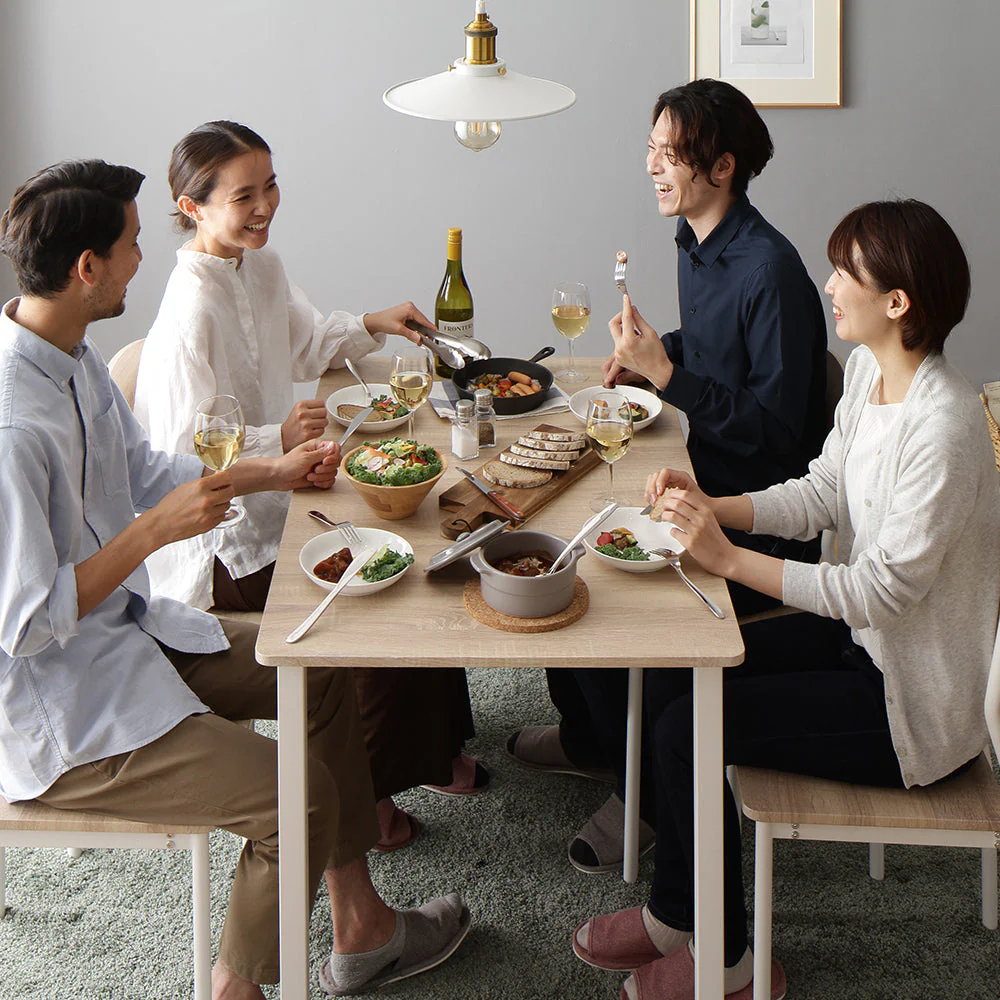 4人掛けダイニングセット（テーブル＋シンプルデザインチェア）ナチュラル×ホワイト - Image 17