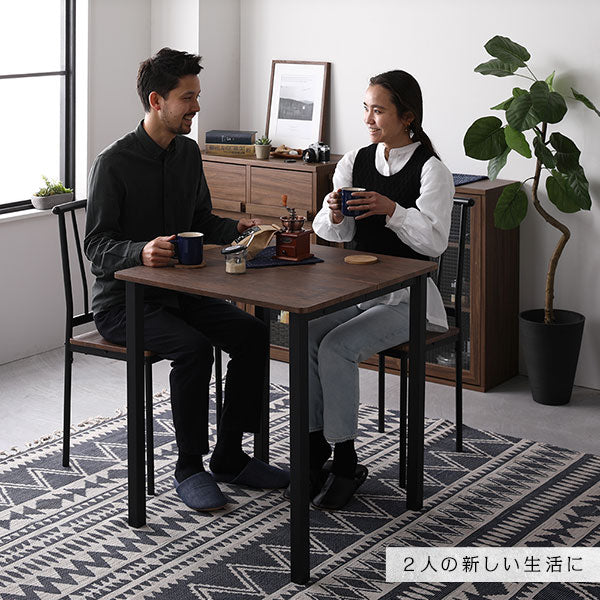 2人掛けダイニングセット（テーブル＋パイプデザインチェア）ブラウン×ブラック - Image 15