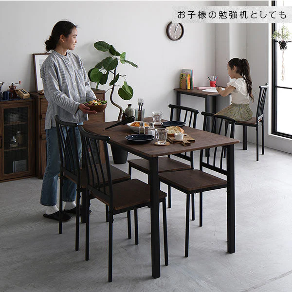 6人掛けダイニングセット（テーブル＋パイプデザインチェア）ブラウン×ブラック - Image 15