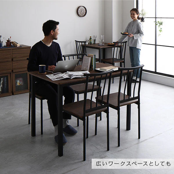 6人掛けダイニングセット（テーブル＋パイプデザインチェア）ブラウン×ブラック - Image 16
