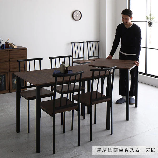 6人掛けダイニングセット（テーブル＋パイプデザインチェア）ブラウン×ブラック - Image 18