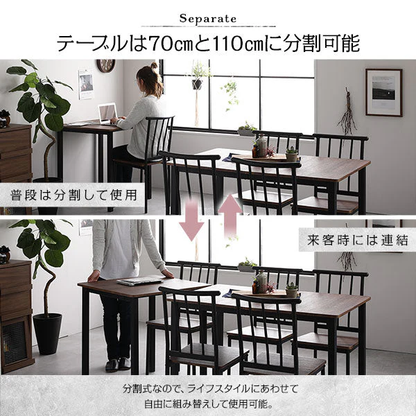 6人掛けダイニングセット（テーブル＋パイプデザインチェア）ブラウン×ブラック - Image 8
