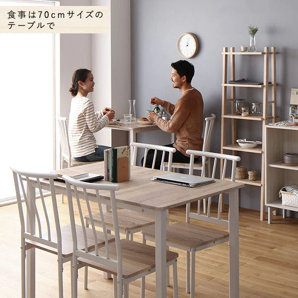 6人掛けダイニングセット（テーブル＋パイプデザインチェア）ナチュラル×ホワイト - Image 17