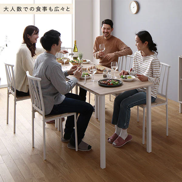 6人掛けダイニングセット（テーブル＋パイプデザインチェア）ナチュラル×ホワイト - Image 19
