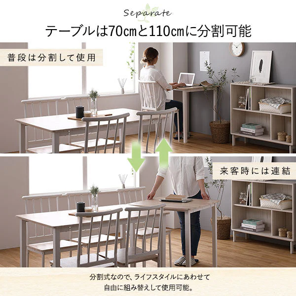 6人掛けダイニングセット（テーブル＋パイプデザインチェア）ナチュラル×ホワイト - Image 8
