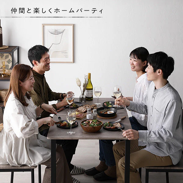 4人掛けダイニングセット（テーブル＋パイプデザインチェア）グレージュ×ブラック - Image 15
