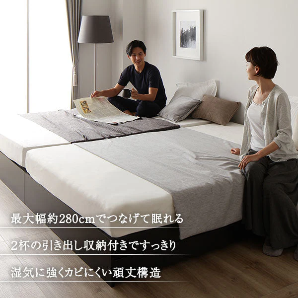 ヘッドレス引き出し収納ベッド 2台セット ブラック - Image 2