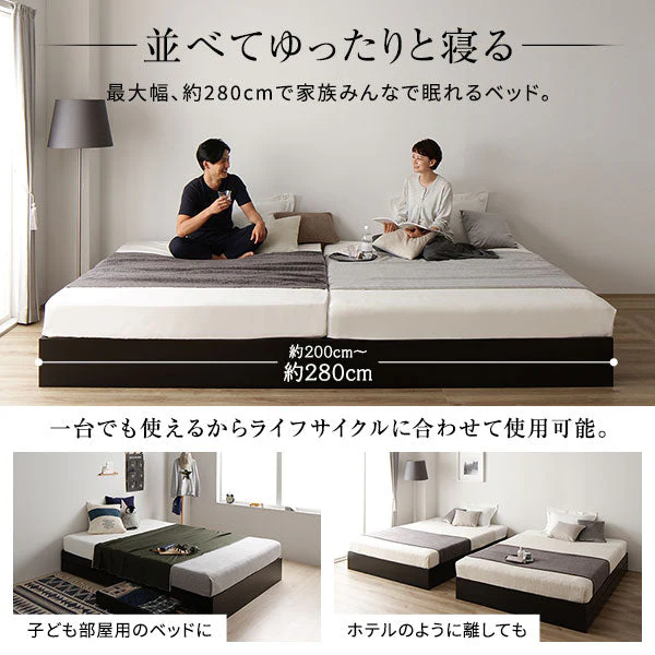 ヘッドレス引き出し収納ベッド 2台セット ブラック - Image 3