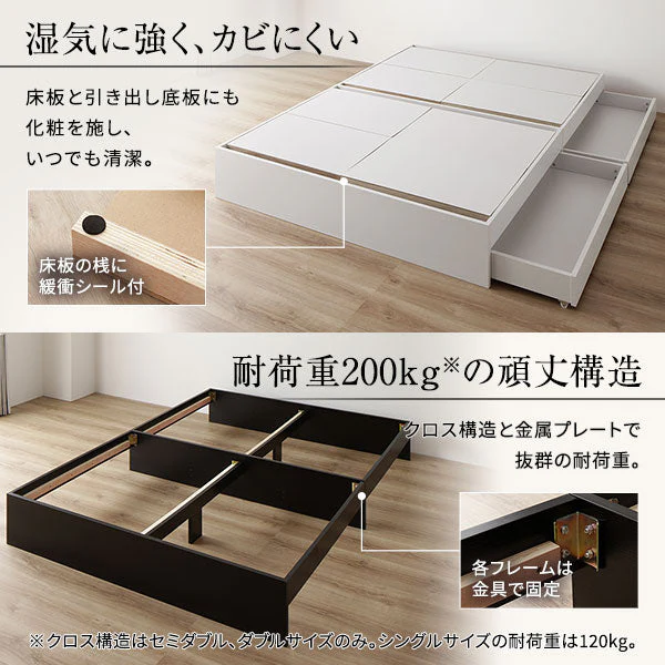 ヘッドレス引き出し収納ベッド 2台セット ブラック - Image 6