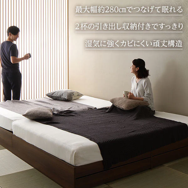 ヘッドレス引き出し収納ベッド 2台セット ナチュラル - Image 2