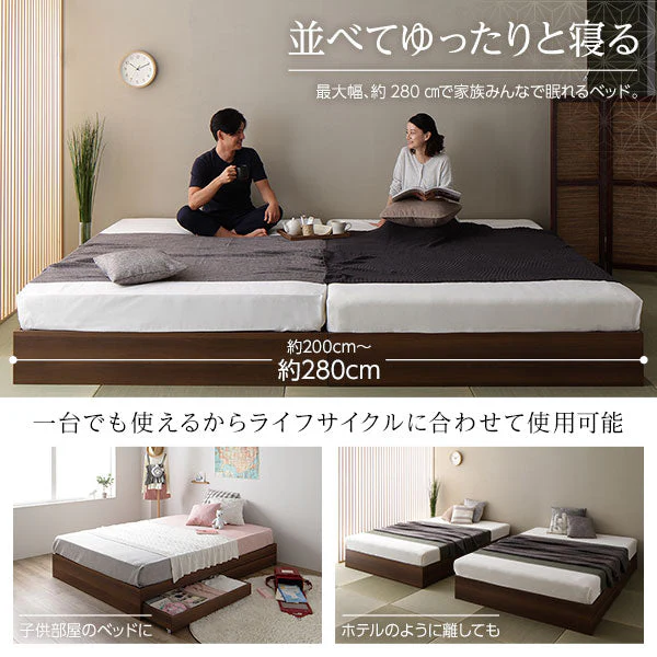 ヘッドレス引き出し収納ベッド 2台セット ナチュラル - Image 3