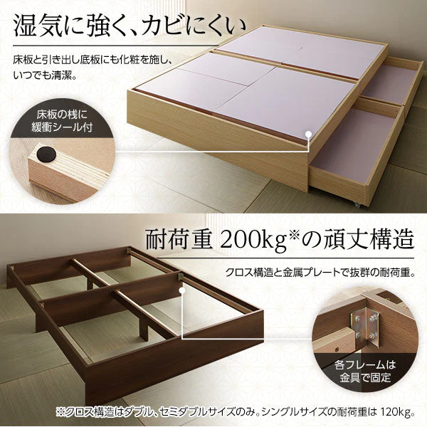 ヘッドレス引き出し収納ベッド 2台セット ナチュラル - Image 6