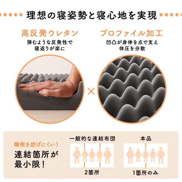 ファミリータイプ マットレス 3つ折り ワイドキング 8cm厚 ピンクベージュ - Image 4