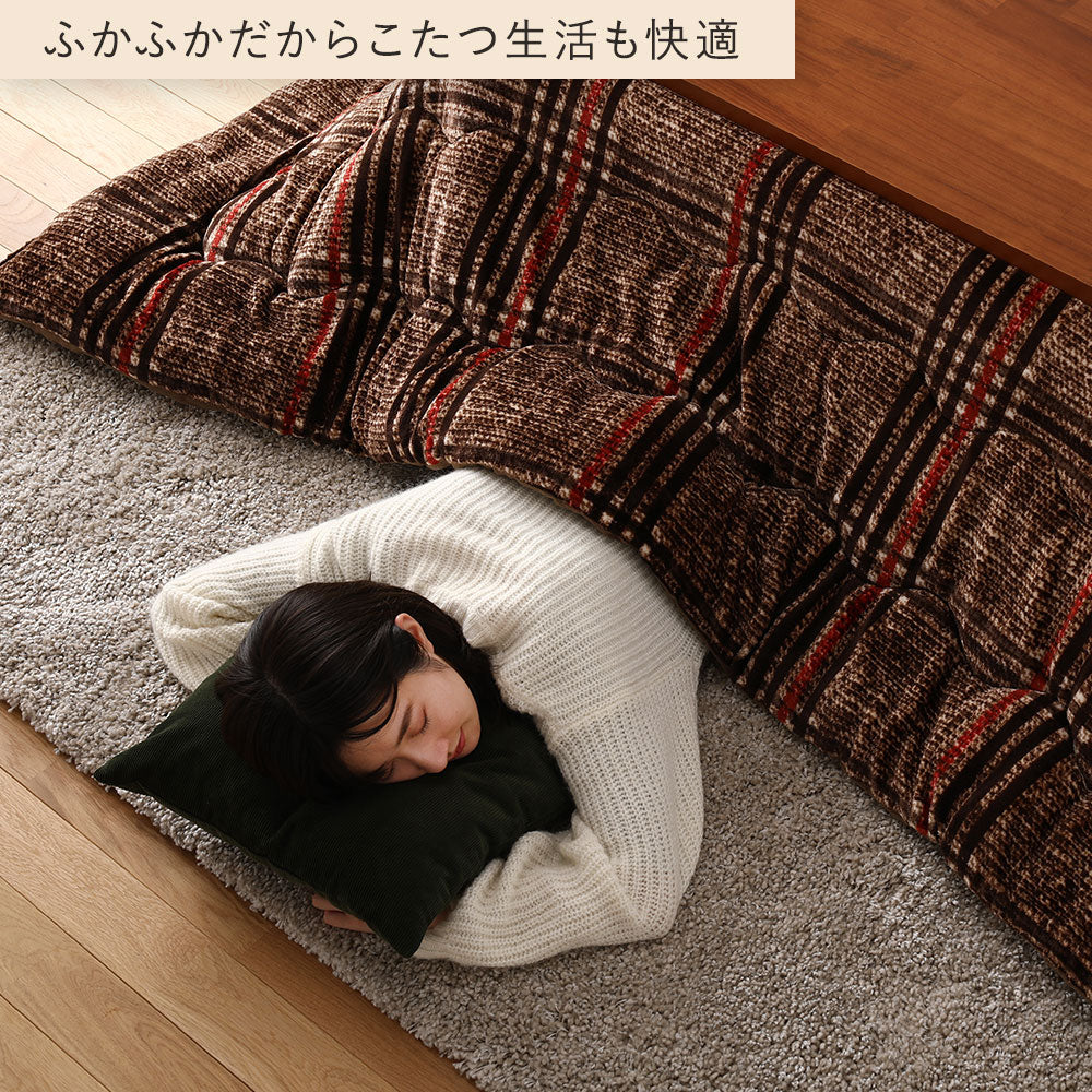 チェック柄こたつ掛け布団 単品 円形 ブラウン - Image 10