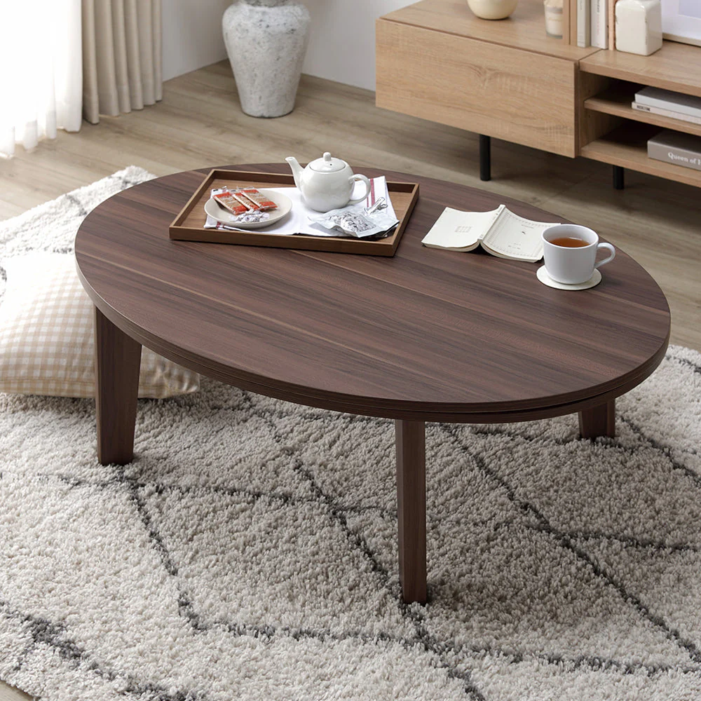 リバーシブル天板 楕円形 こたつ テーブル（楕円105×75cm） 単品 ホワイトウォッシュ/ナチュラル - Image 17