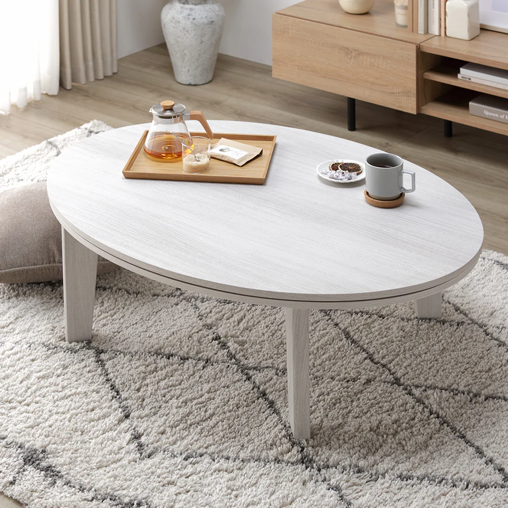 リバーシブル天板 円形 こたつ テーブル（円80cm) 単品 ホワイトウォッシュ/ナチュラル - Image 18